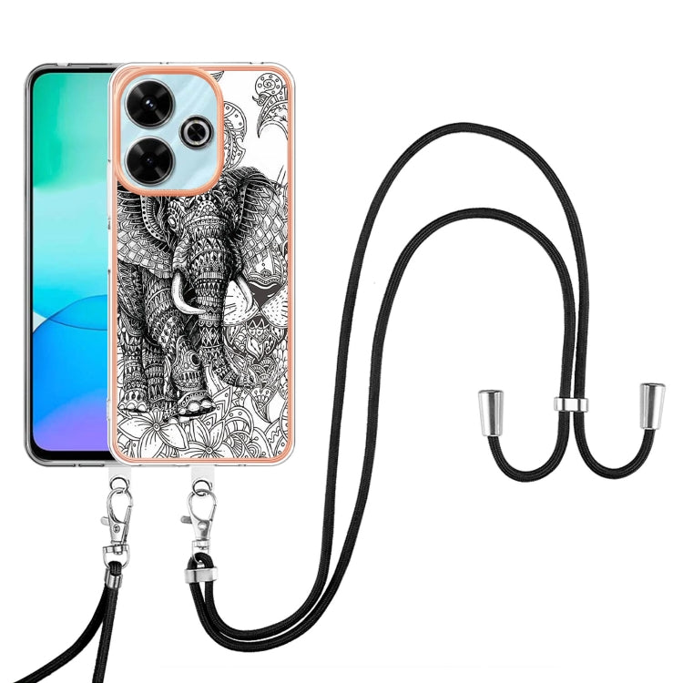 For Redmi 13 4G Electroplating Dual-side IMD Phone Case with Lanyard