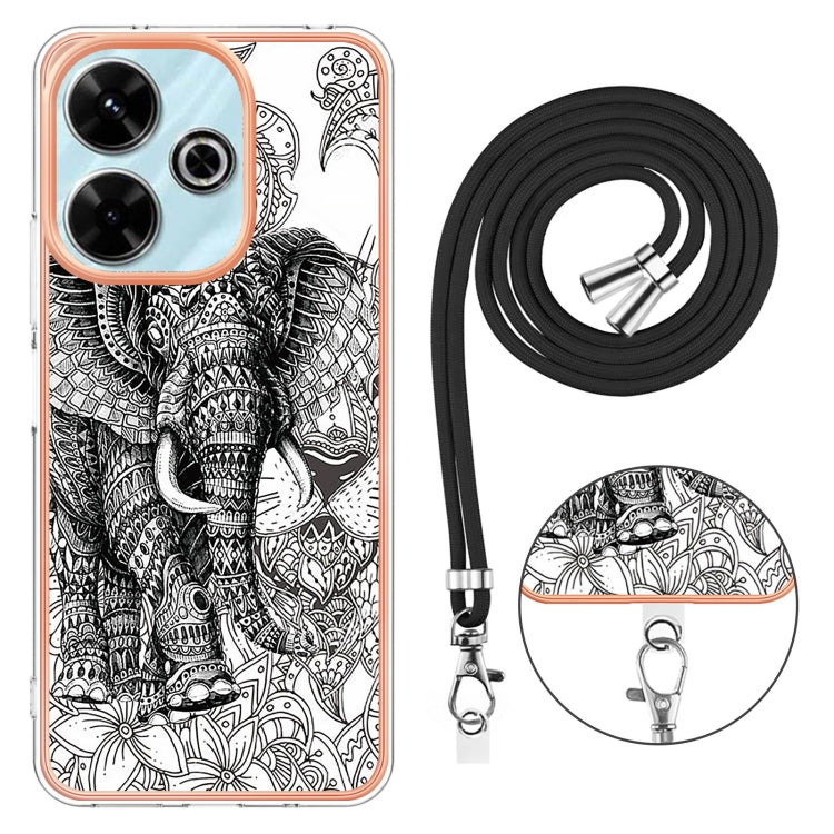 For Redmi 13 4G Electroplating Dual-side IMD Phone Case with Lanyard