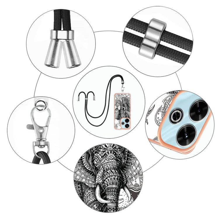 For Redmi 13 4G Electroplating Dual-side IMD Phone Case with Lanyard