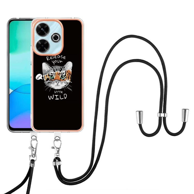For Redmi 13 4G Electroplating Dual-side IMD Phone Case with Lanyard