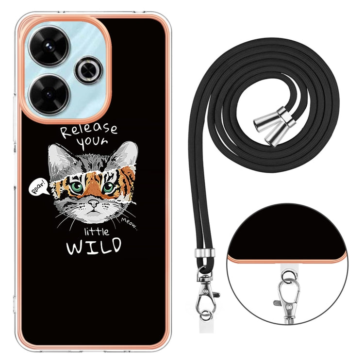 For Redmi 13 4G Electroplating Dual-side IMD Phone Case with Lanyard