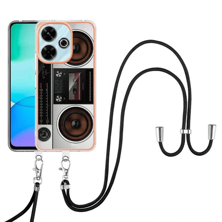 For Redmi 13 4G Electroplating Dual-side IMD Phone Case with Lanyard
