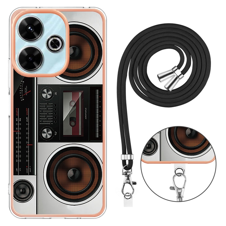 For Redmi 13 4G Electroplating Dual-side IMD Phone Case with Lanyard