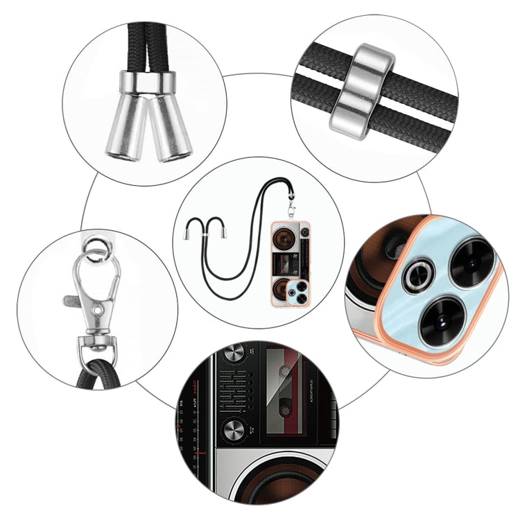For Redmi 13 4G Electroplating Dual-side IMD Phone Case with Lanyard