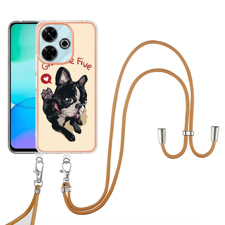For Redmi 13 4G Electroplating Dual-side IMD Phone Case with Lanyard