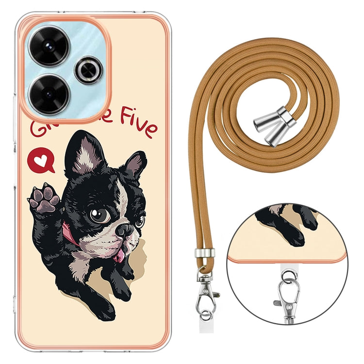 For Redmi 13 4G Electroplating Dual-side IMD Phone Case with Lanyard