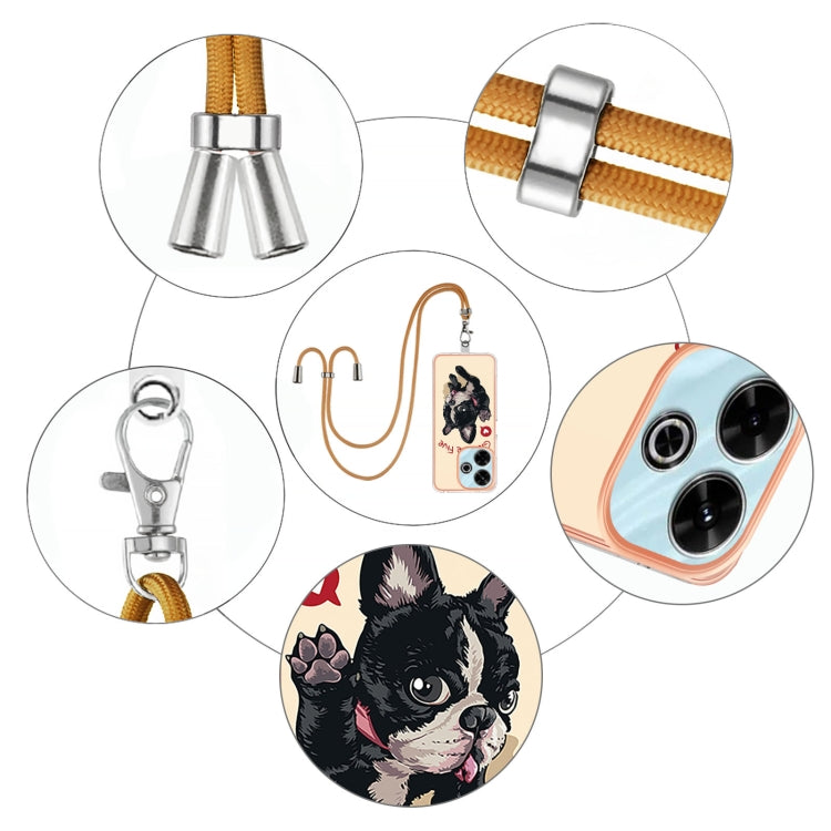 For Redmi 13 4G Electroplating Dual-side IMD Phone Case with Lanyard