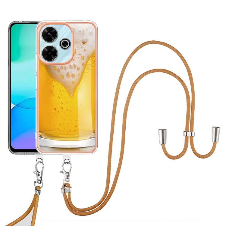 For Redmi 13 4G Electroplating Dual-side IMD Phone Case with Lanyard
