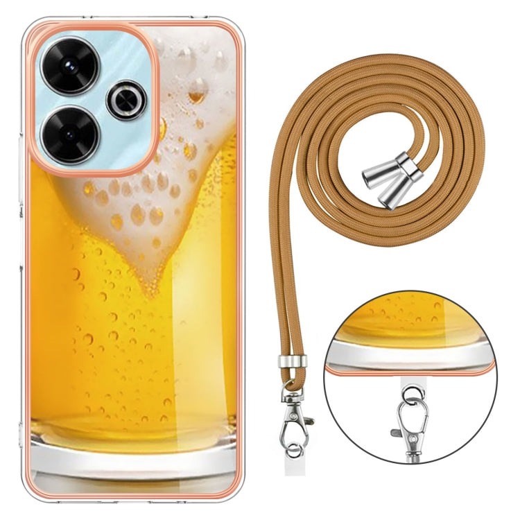 For Redmi 13 4G Electroplating Dual-side IMD Phone Case with Lanyard