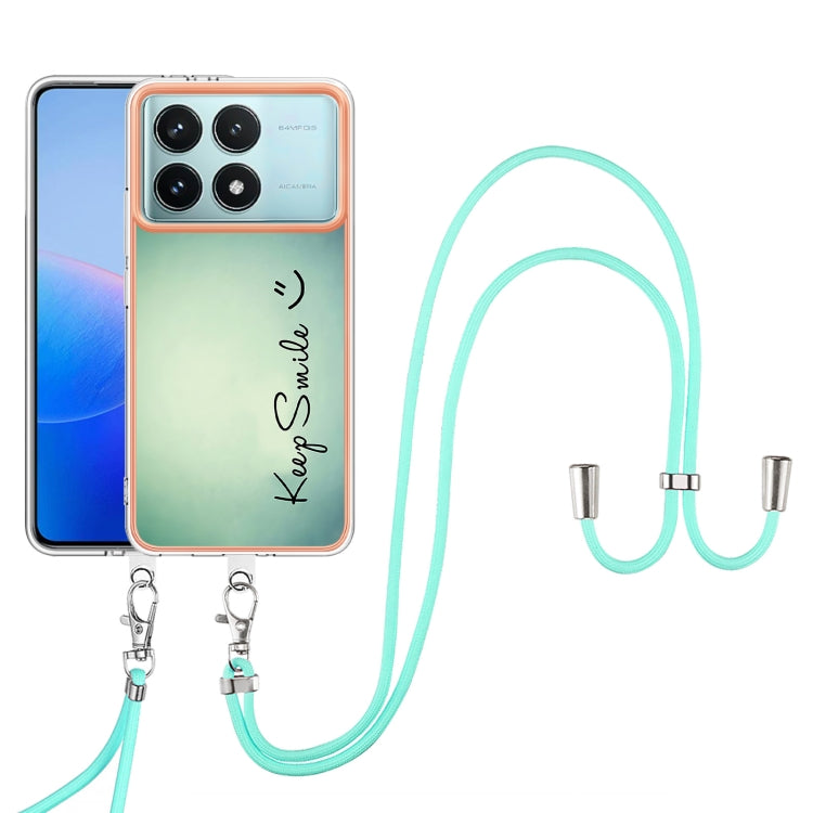 For Xiaomi Poco F6 Pro 5G Electroplating Dual-side IMD Phone Case with Lanyard