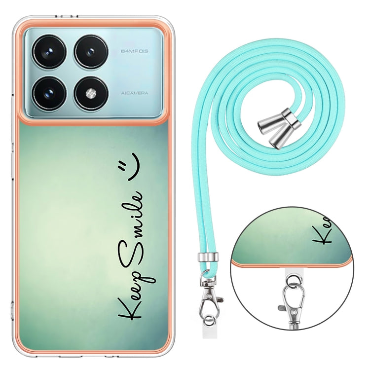 For Xiaomi Poco F6 Pro 5G Electroplating Dual-side IMD Phone Case with Lanyard