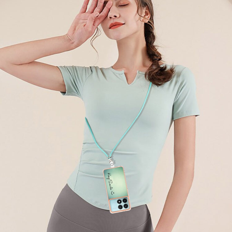 For Xiaomi Poco F6 Pro 5G Electroplating Dual-side IMD Phone Case with Lanyard