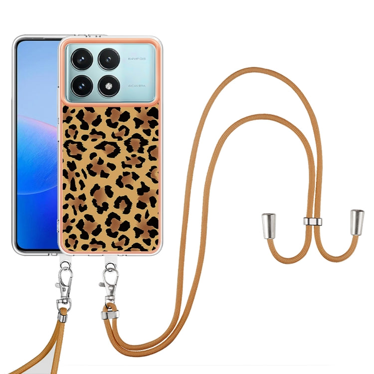 For Xiaomi Poco F6 Pro 5G Electroplating Dual-side IMD Phone Case with Lanyard