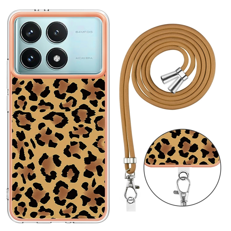 For Xiaomi Poco F6 Pro 5G Electroplating Dual-side IMD Phone Case with Lanyard