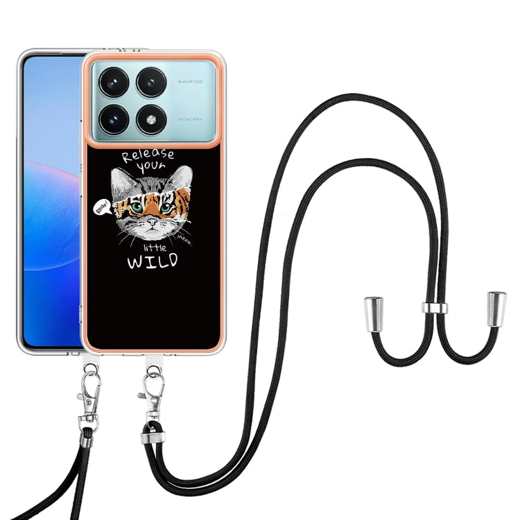 For Xiaomi Poco F6 Pro 5G Electroplating Dual-side IMD Phone Case with Lanyard