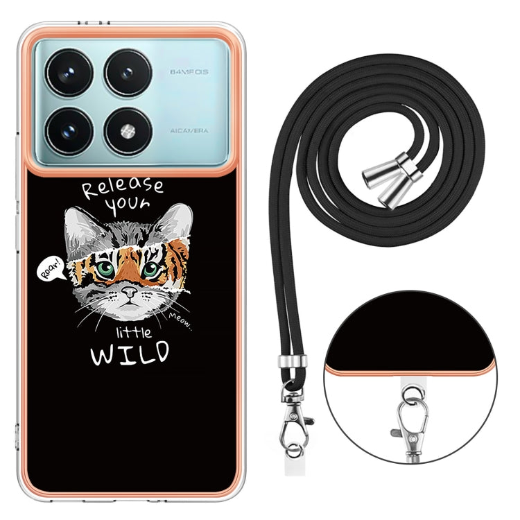 For Xiaomi Poco F6 Pro 5G Electroplating Dual-side IMD Phone Case with Lanyard