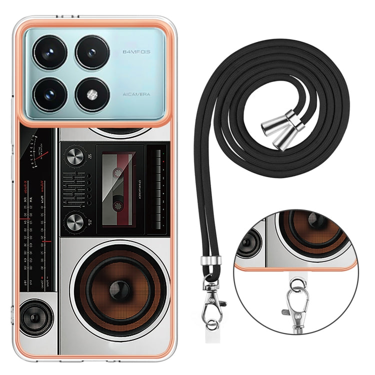 For Xiaomi Poco F6 Pro 5G Electroplating Dual-side IMD Phone Case with Lanyard