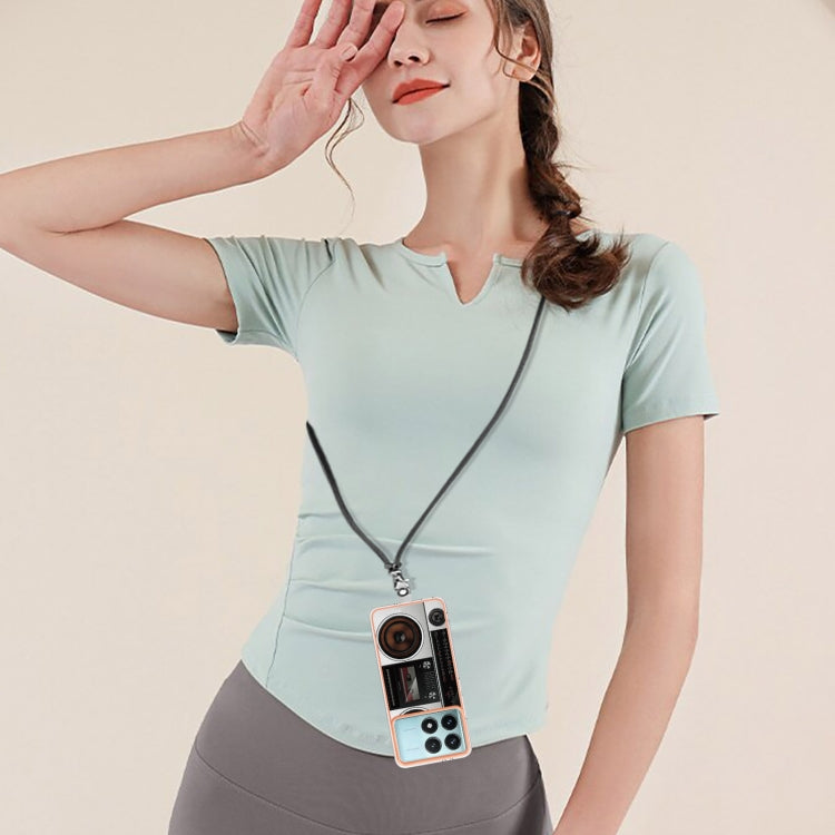 For Xiaomi Poco F6 Pro 5G Electroplating Dual-side IMD Phone Case with Lanyard