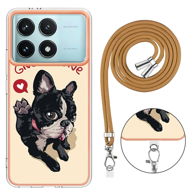 For Xiaomi Poco F6 Pro 5G Electroplating Dual-side IMD Phone Case with Lanyard