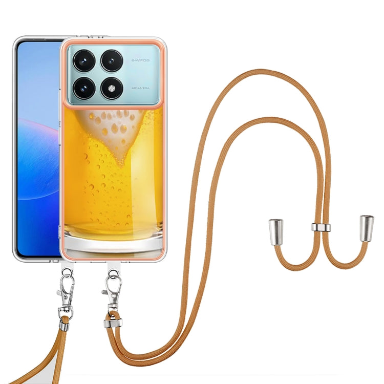 For Xiaomi Poco F6 Pro 5G Electroplating Dual-side IMD Phone Case with Lanyard