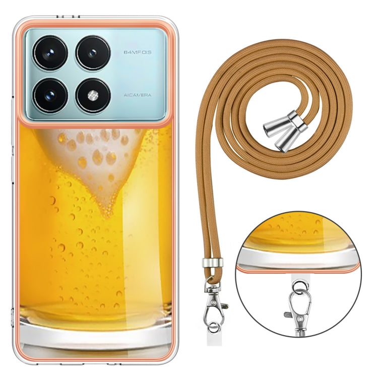 For Xiaomi Poco F6 Pro 5G Electroplating Dual-side IMD Phone Case with Lanyard