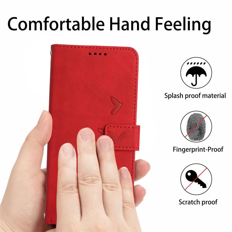 For Redmi Note 15 4G / 5G Global 164mm Skin Feel Heart Embossed Leather Phone Case with Long Lanyard