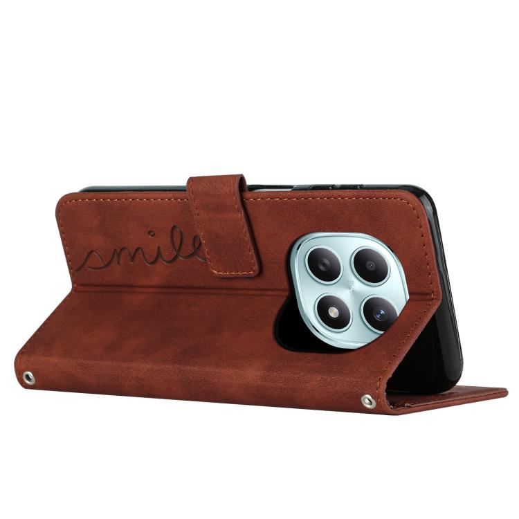 For Redmi Note 15 4G / 5G Global 164mm Skin Feel Heart Embossed Leather Phone Case with Long Lanyard