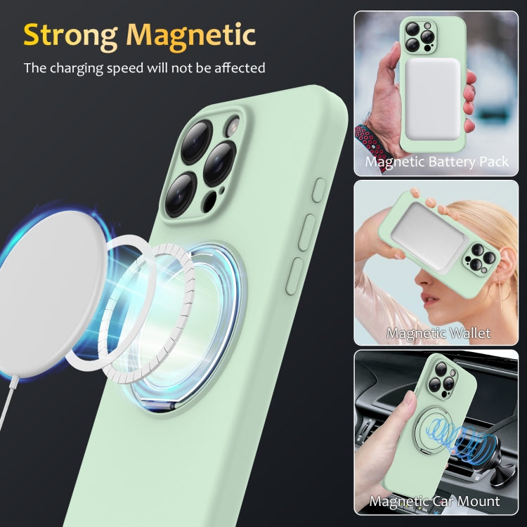 For iPhone 16 Pro Liquid Silicone MagSafe Phone Case with Rotating Holder