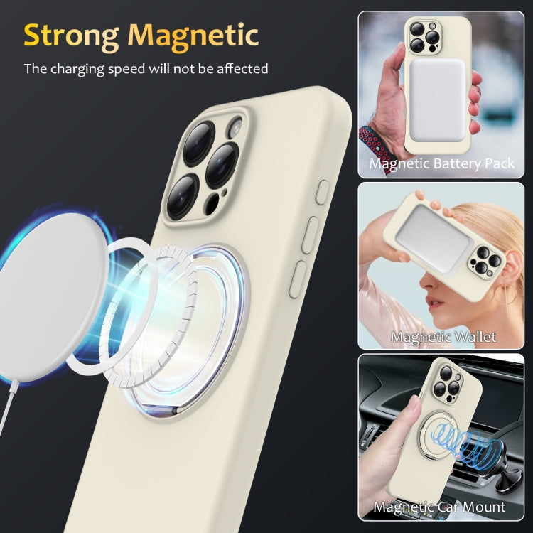 For iPhone 16 Pro Liquid Silicone MagSafe Phone Case with Rotating Holder