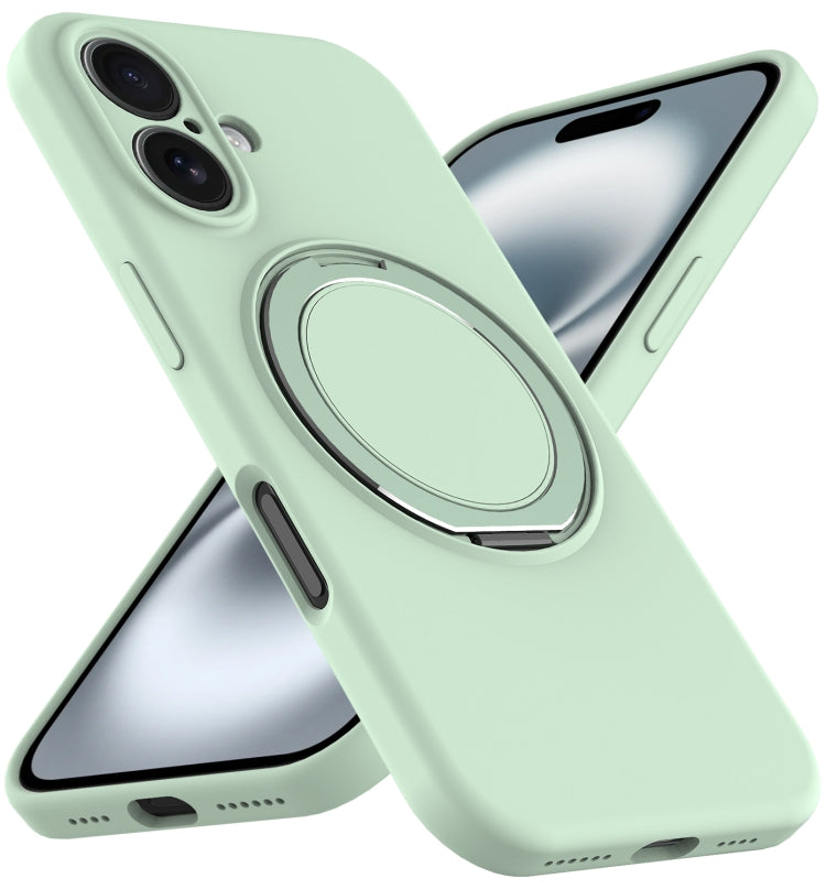 For iPhone 16 Plus Liquid Silicone MagSafe Phone Case with Rotating Holder