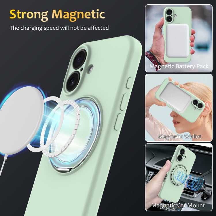 For iPhone 16 Plus Liquid Silicone MagSafe Phone Case with Rotating Holder