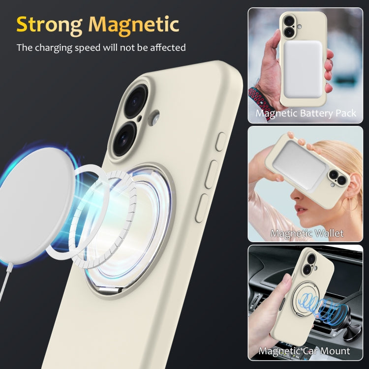 For iPhone 16 Plus Liquid Silicone MagSafe Phone Case with Rotating Holder
