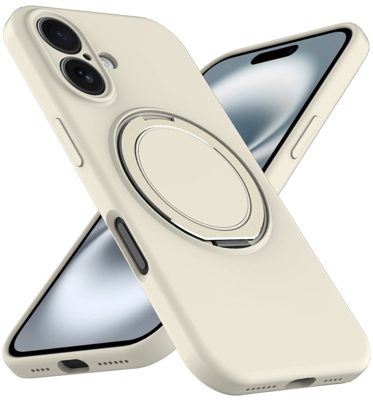 For iPhone 16 Liquid Silicone MagSafe Phone Case with Rotating Holder