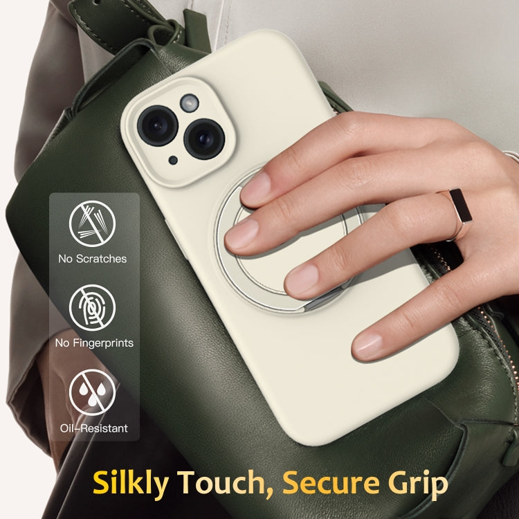 For iPhone 14 Plus Liquid Silicone MagSafe Phone Case with Rotating Holder