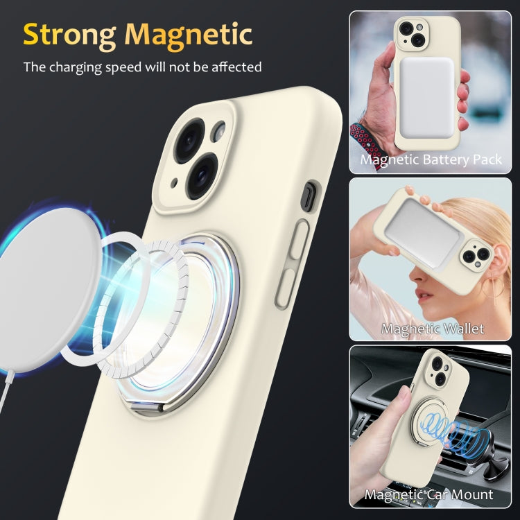 For iPhone 14 Liquid Silicone MagSafe Phone Case with Rotating Holder
