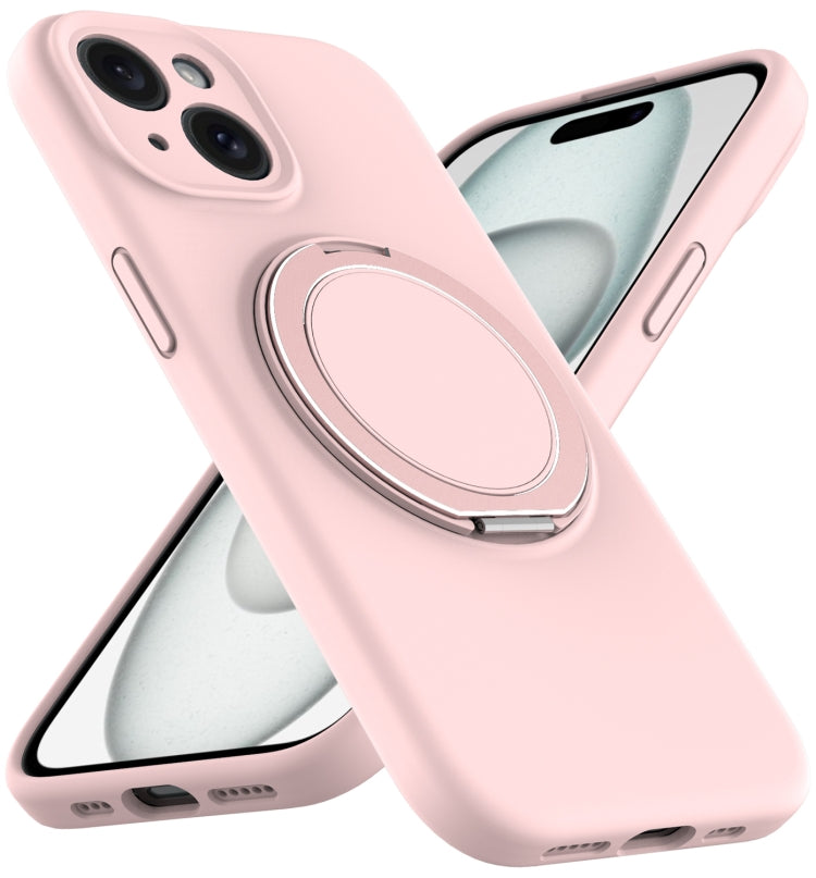 For iPhone 14 Liquid Silicone MagSafe Phone Case with Rotating Holder