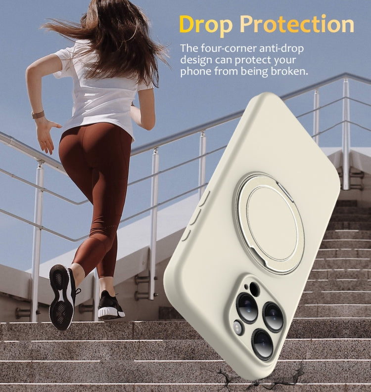 For iPhone 14 Pro Max Liquid Silicone MagSafe Phone Case with Rotating Holder