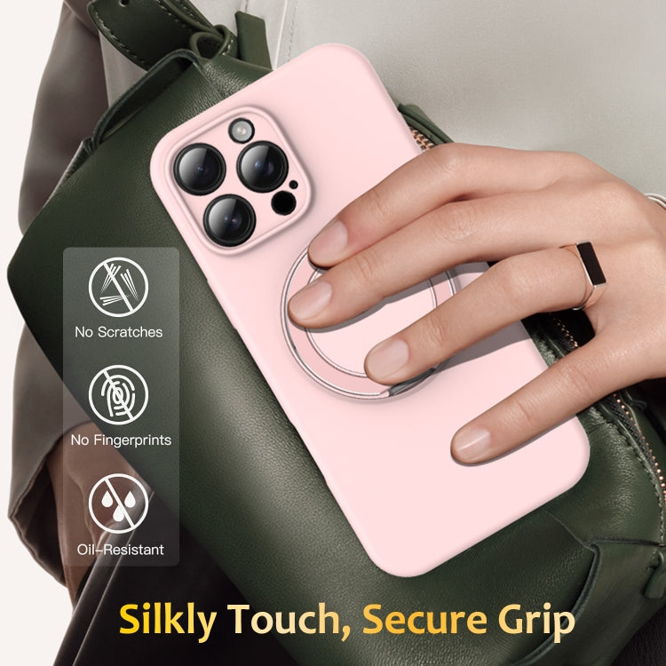 For iPhone 13 Pro Liquid Silicone MagSafe Phone Case with Rotating Holder
