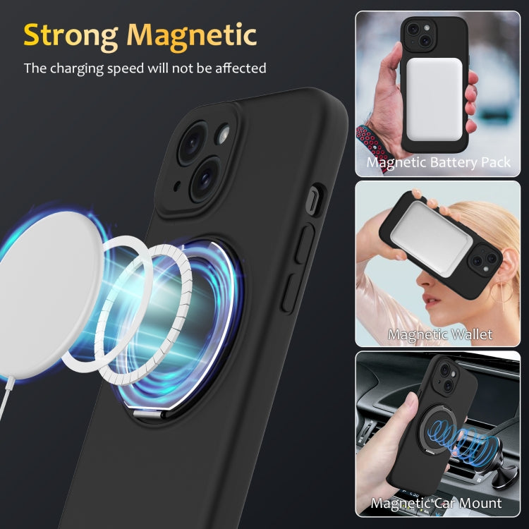 For iPhone 13 Liquid Silicone MagSafe Phone Case with Rotating Holder