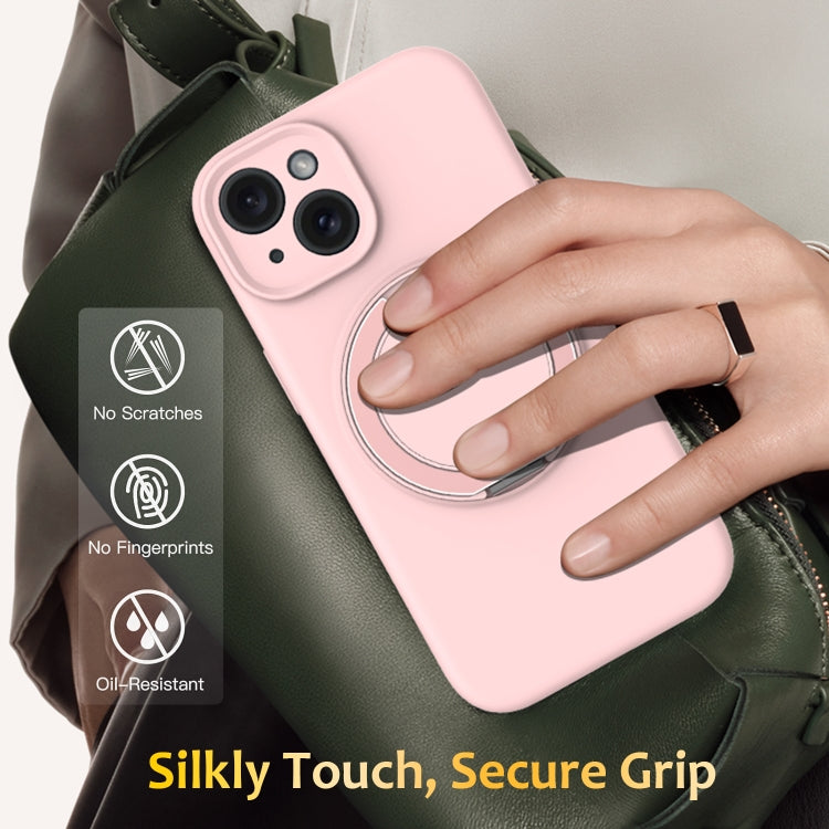 For iPhone 13 Liquid Silicone MagSafe Phone Case with Rotating Holder
