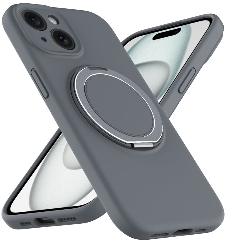 For iPhone 13 Liquid Silicone MagSafe Phone Case with Rotating Holder