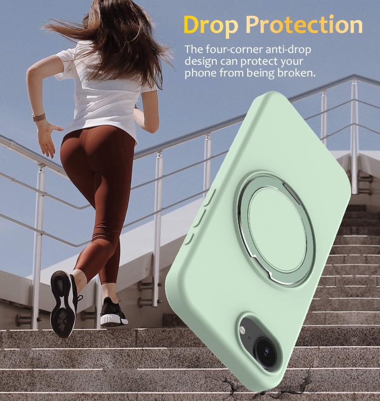 For iPhone 17e / 16e Liquid Silicone MagSafe Phone Case with Rotating Holder