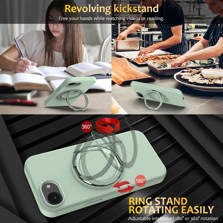 For iPhone 17e / 16e Liquid Silicone MagSafe Phone Case with Rotating Holder