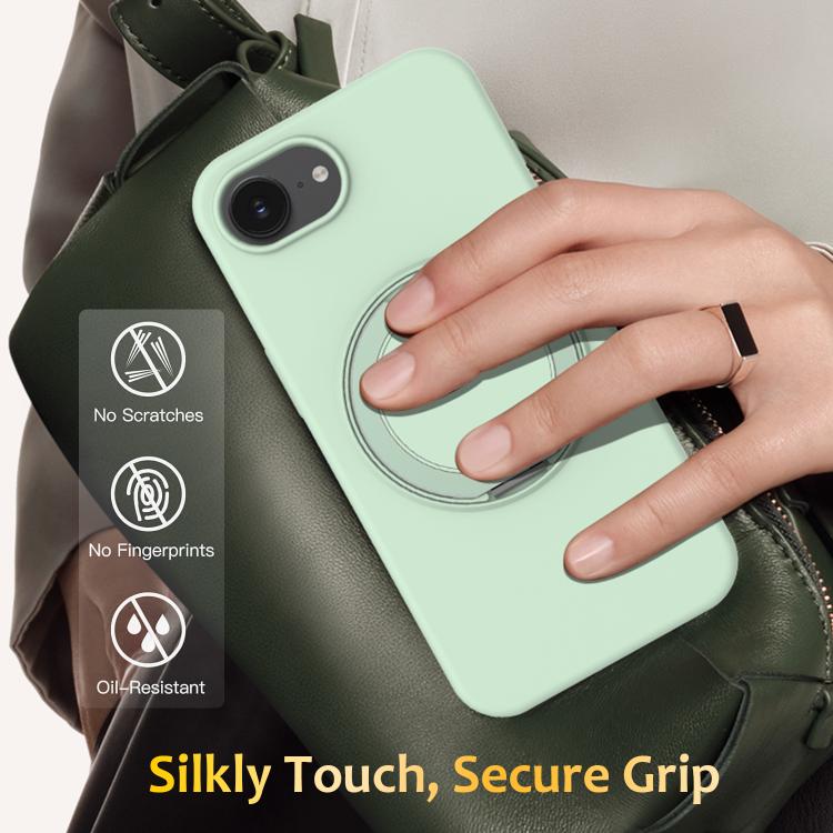 For iPhone 17e / 16e Liquid Silicone MagSafe Phone Case with Rotating Holder