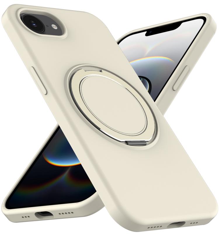 For iPhone 17e / 16e Liquid Silicone MagSafe Phone Case with Rotating Holder