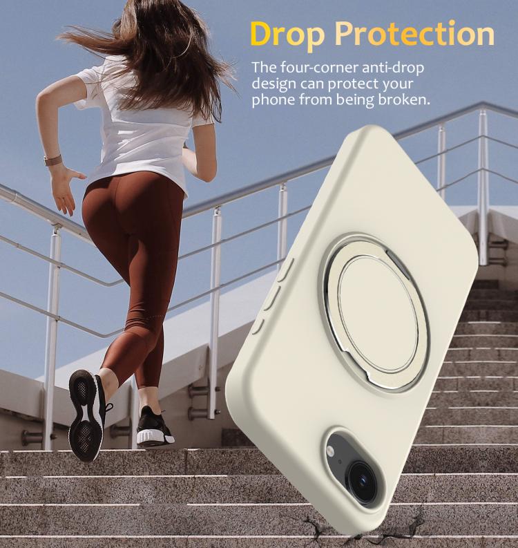 For iPhone 17e / 16e Liquid Silicone MagSafe Phone Case with Rotating Holder
