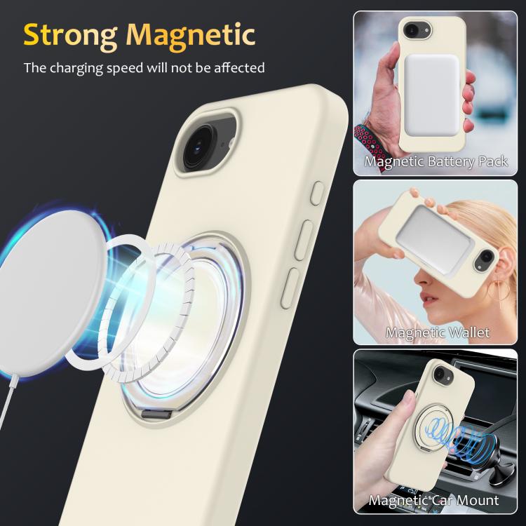 For iPhone 17e / 16e Liquid Silicone MagSafe Phone Case with Rotating Holder