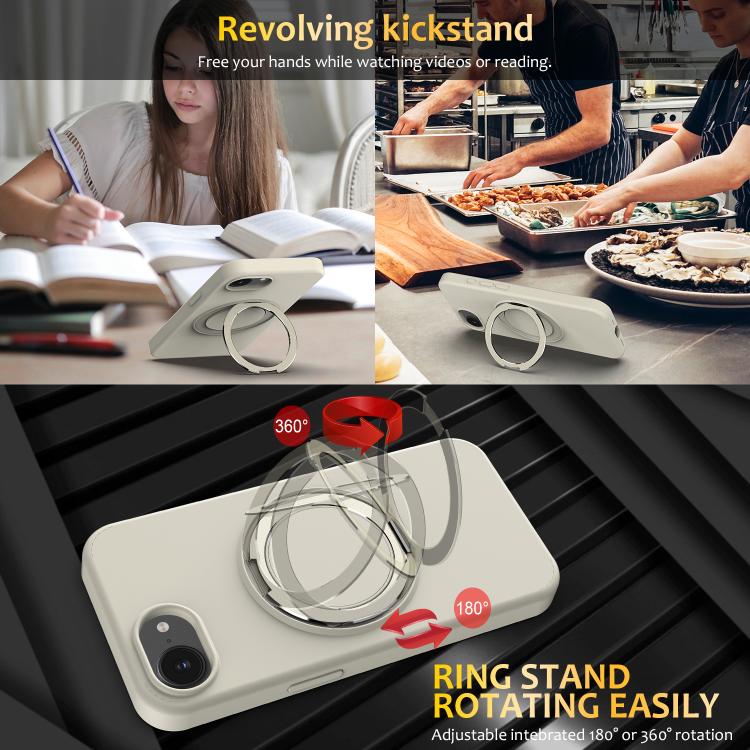 For iPhone 17e / 16e Liquid Silicone MagSafe Phone Case with Rotating Holder