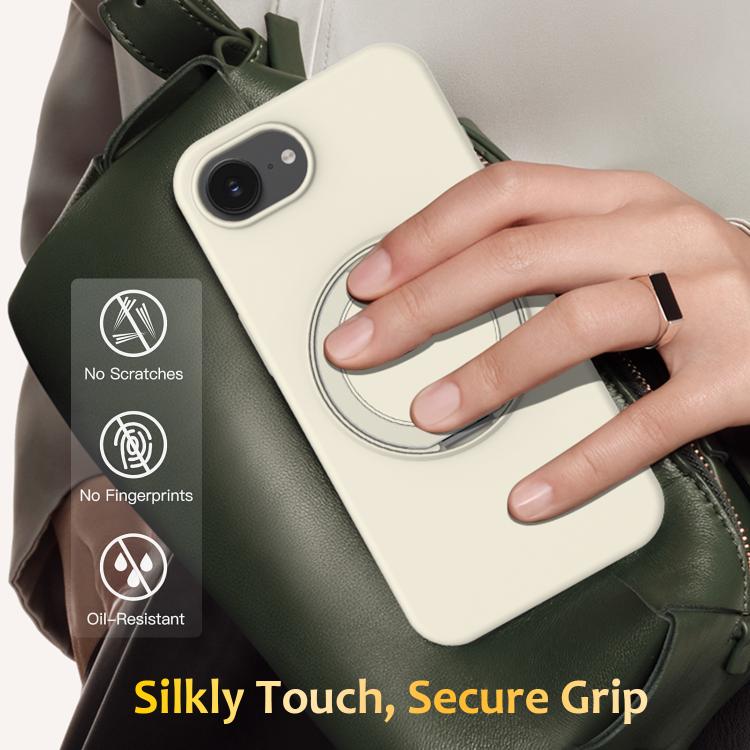 For iPhone 17e / 16e Liquid Silicone MagSafe Phone Case with Rotating Holder