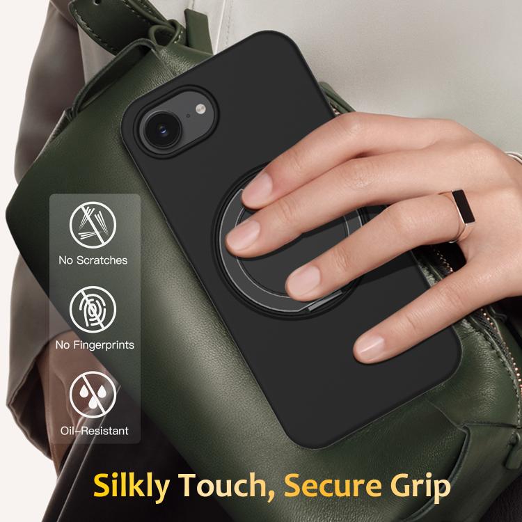For iPhone 17e / 16e Liquid Silicone MagSafe Phone Case with Rotating Holder
